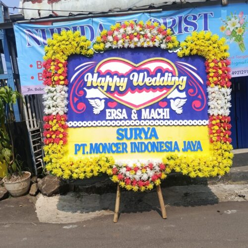 Papan Bunga Happy Wedding 001